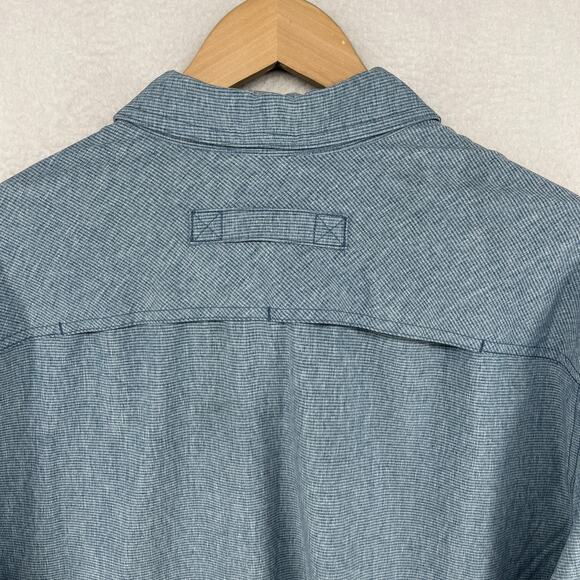 DULUTH TRADING Shirt Mens XLT Tall Stripe Button Up Vented Roll Tab Sleeve Blue - Picture 8 of 16